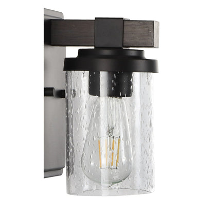 Applique murale rustique à LED en fer et verre grainé, par JONATHAN Y