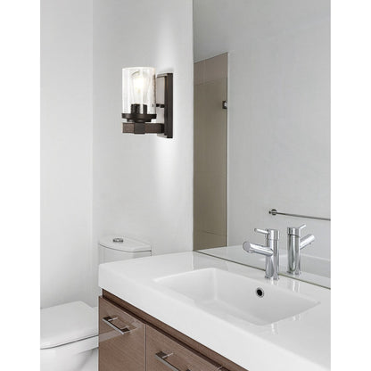 Applique murale rustique à LED en fer et verre grainé, par JONATHAN Y