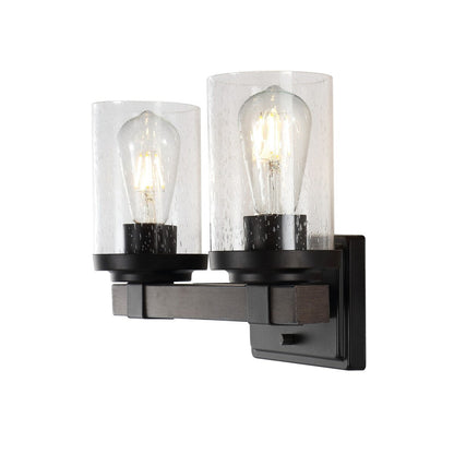 Applique murale rustique à LED en fer et verre grainé, par JONATHAN Y