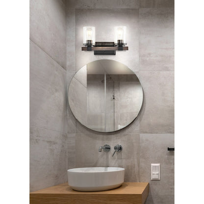 Applique murale rustique à LED en fer et verre grainé, par JONATHAN Y