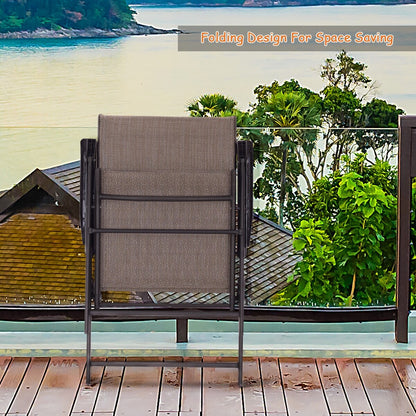 Ensemble de 2 fauteuils pliants pour patio, marron