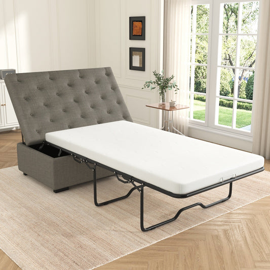 Canapé-lit pliant, ottoman de 49,6 pouces avec un canapé-lit pliant, un canapé-lit ottoman convertible avec matelas à mémoire de forme et un design capitonné