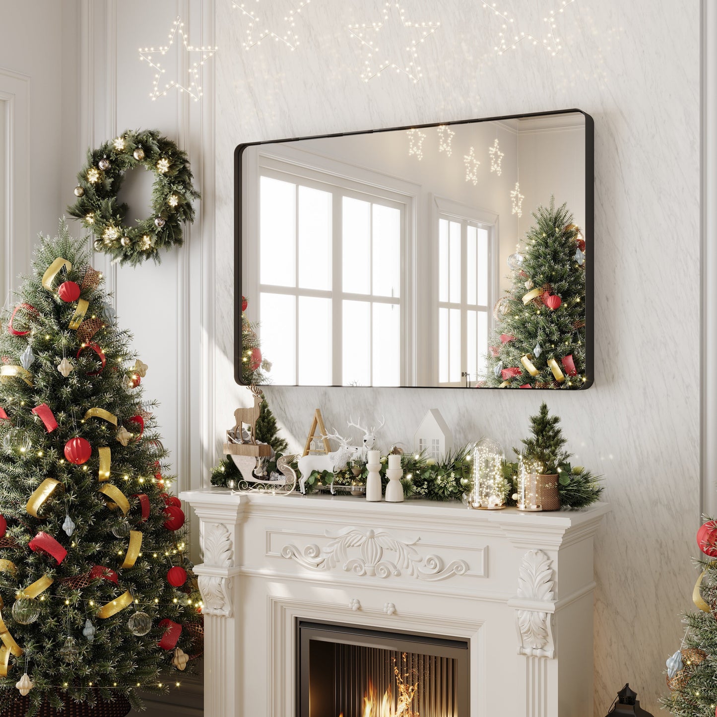 Miroir de salle de bain mural encadré