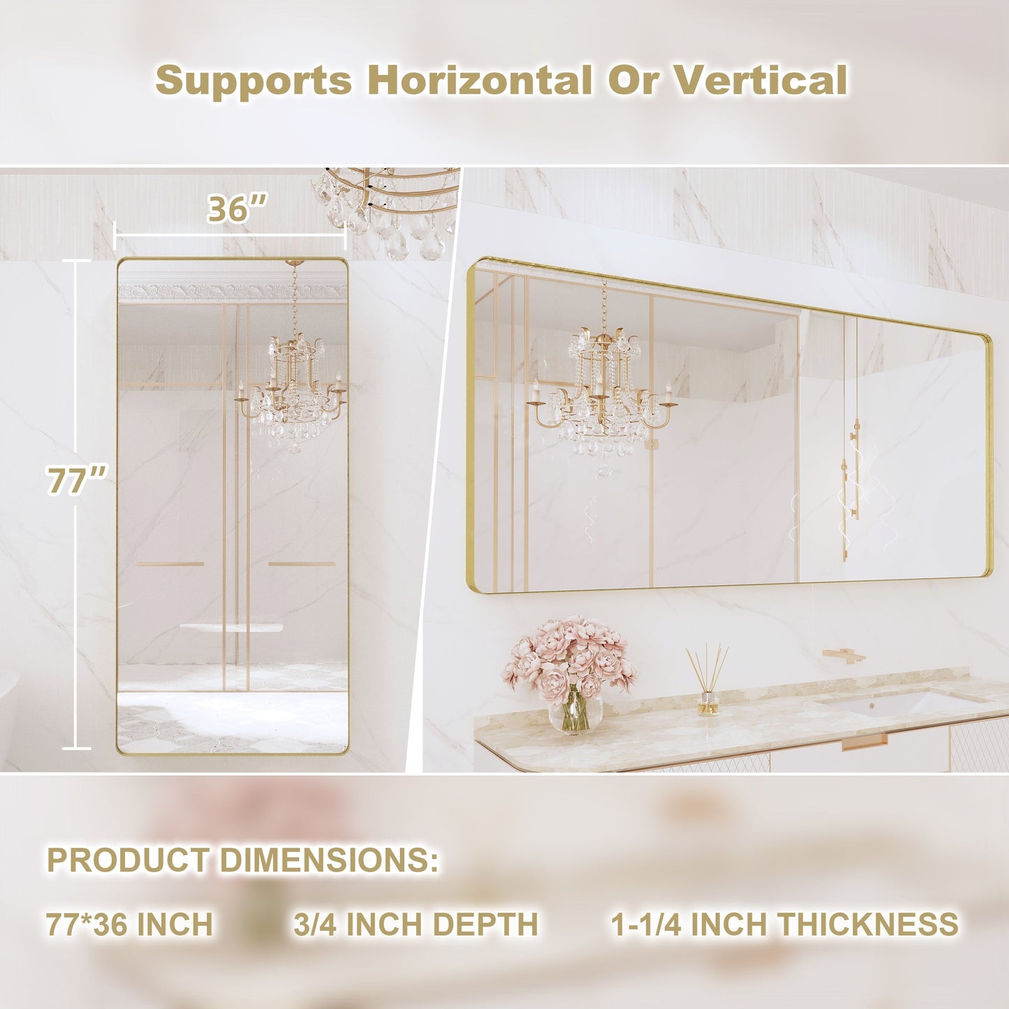 Miroir de salle de bain mural encadré