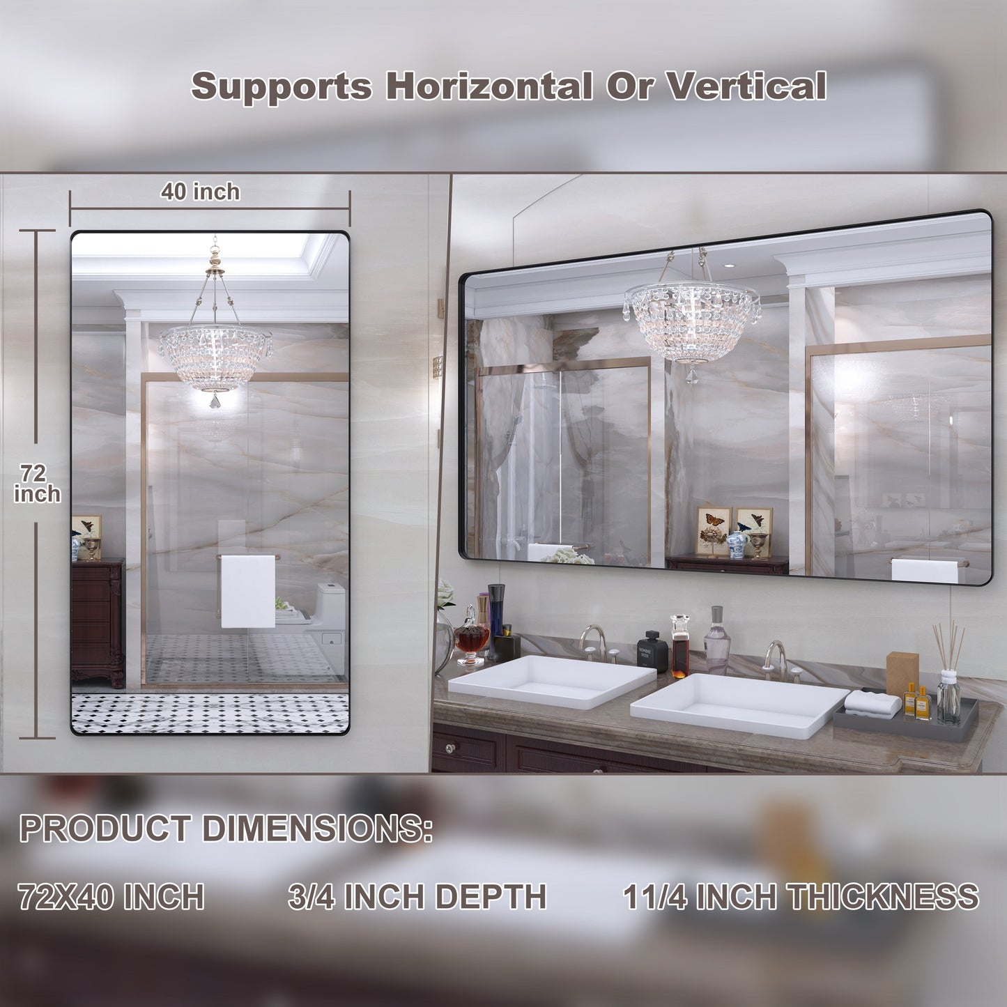 Miroir de salle de bain mural encadré