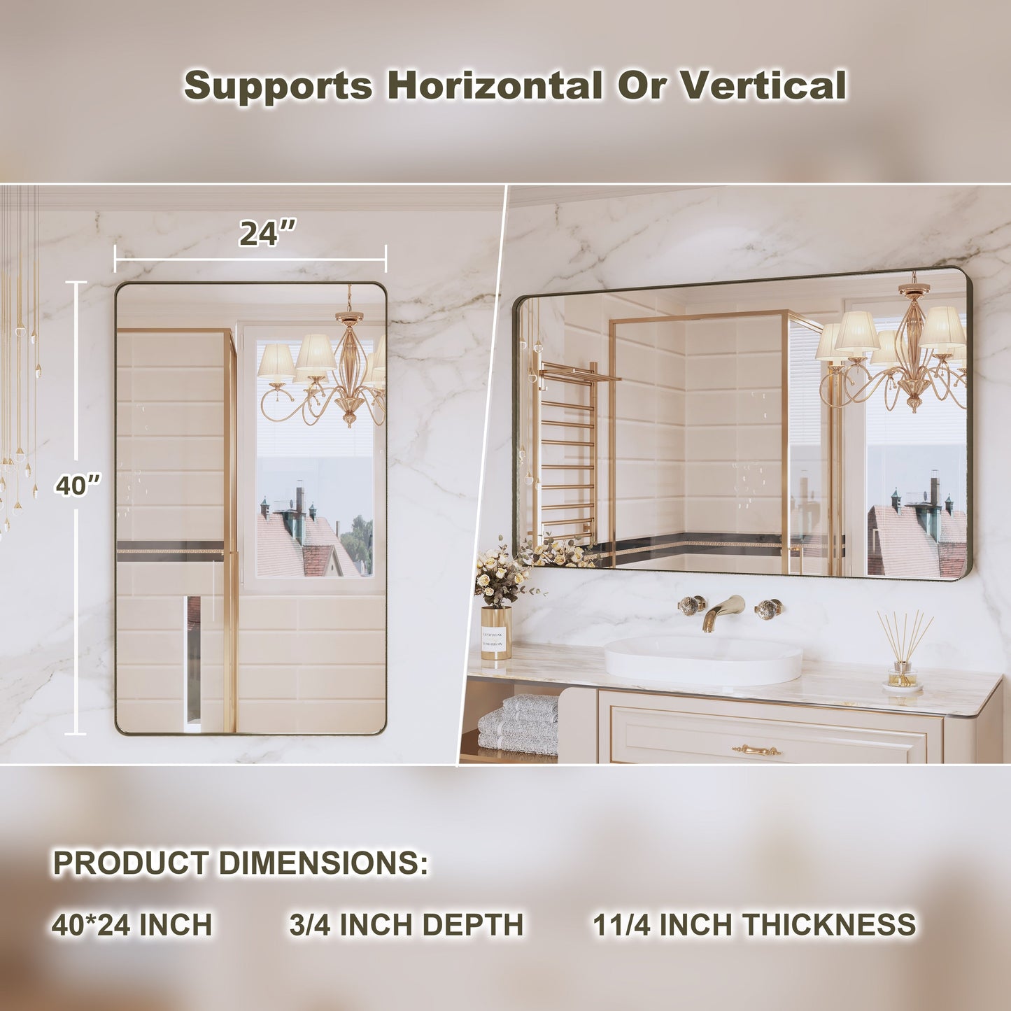 Miroir de salle de bain mural encadré