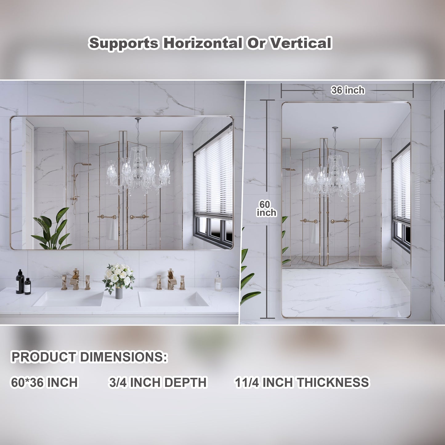 Miroir de salle de bain mural encadré