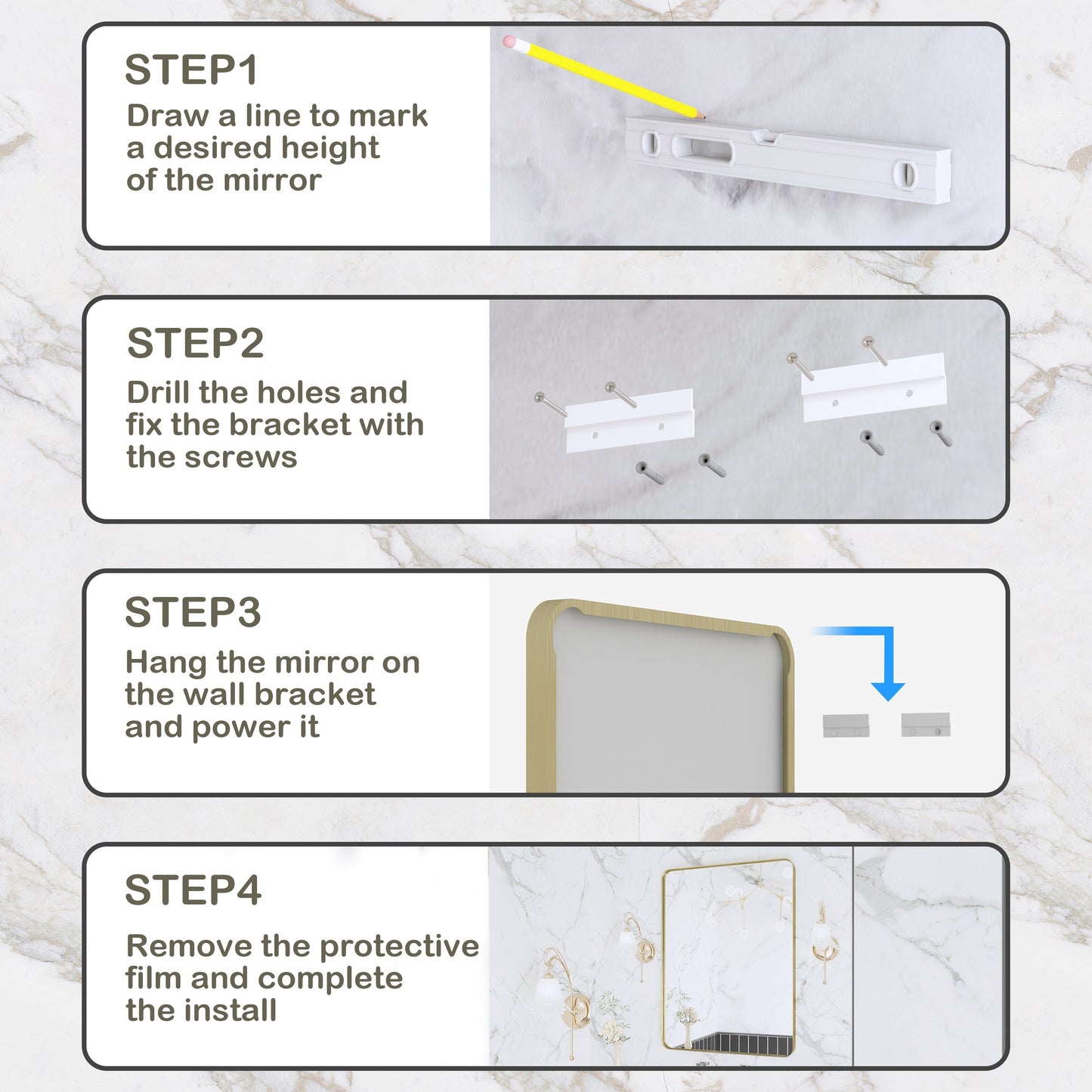 Miroir de salle de bain mural encadré