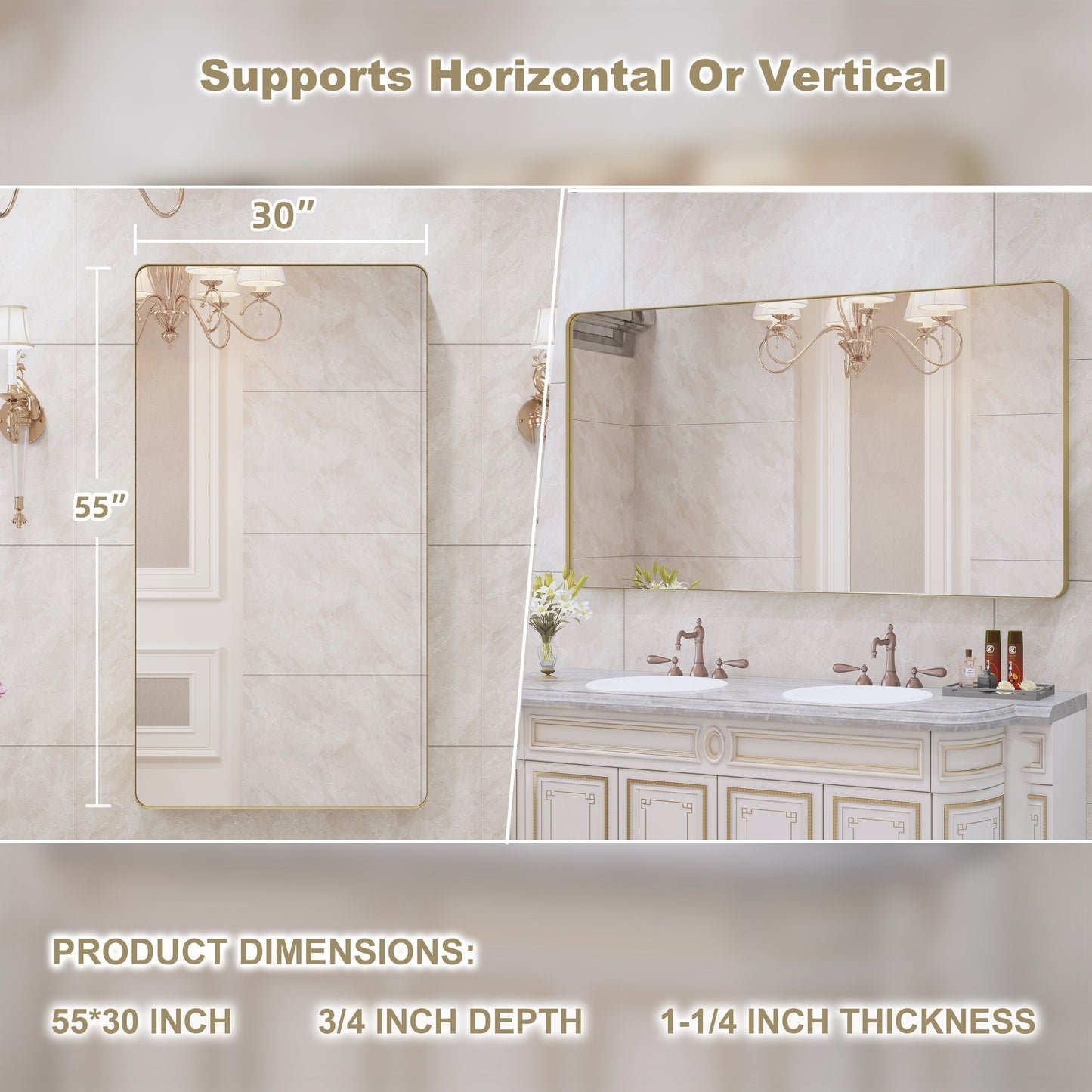 Miroir de salle de bain mural encadré