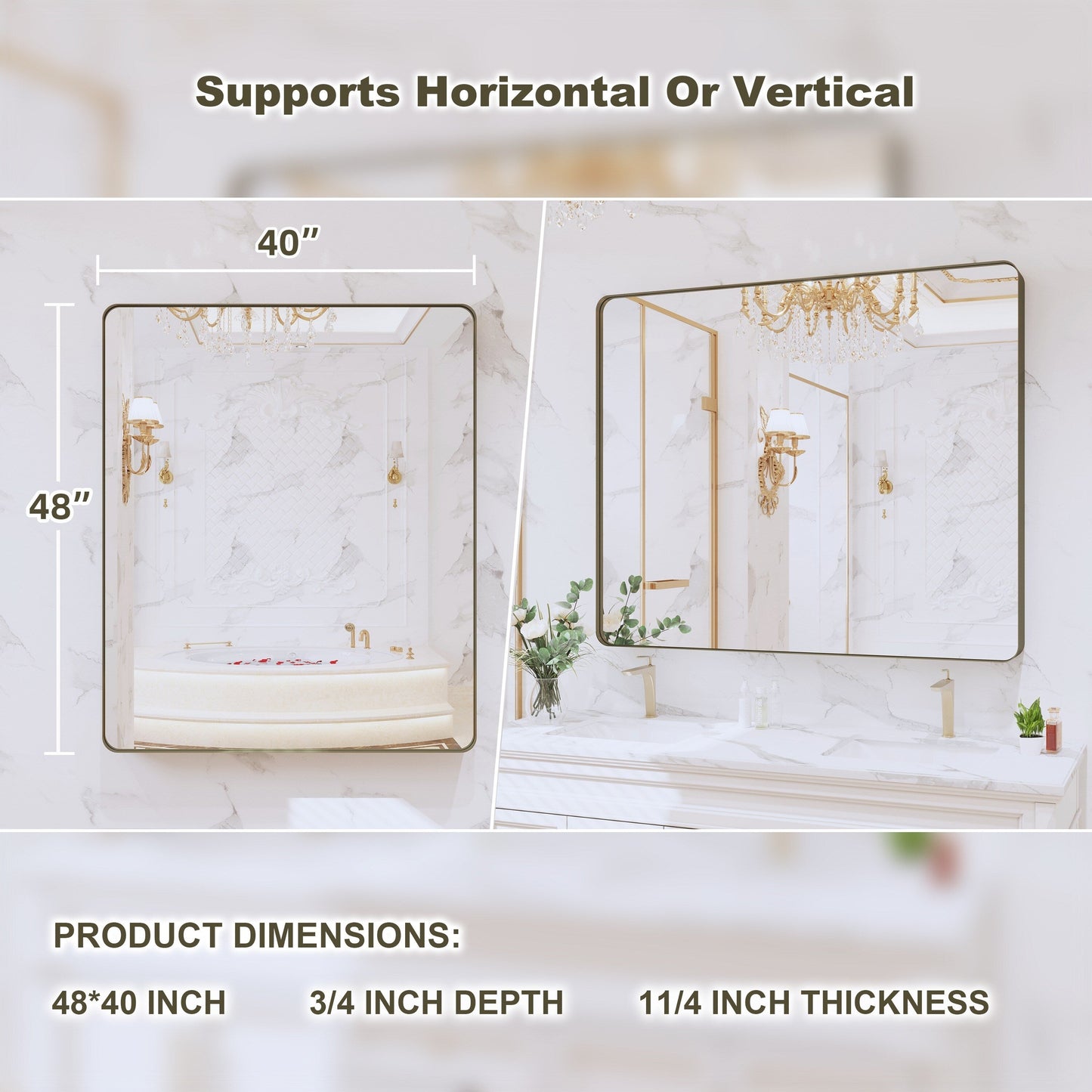 Miroir de salle de bain mural encadré