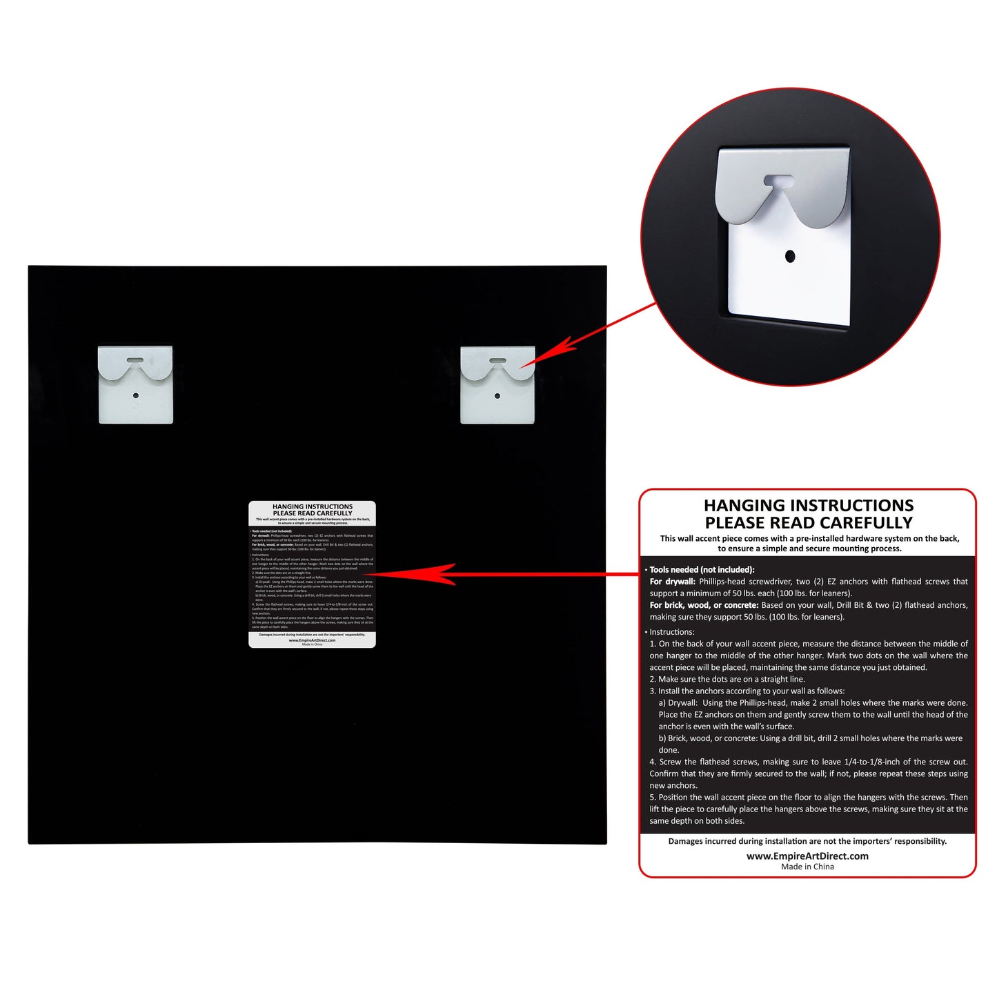 Miroir mural biseauté sans cadre à prisme - Carré/Rectangulaire - Transparent