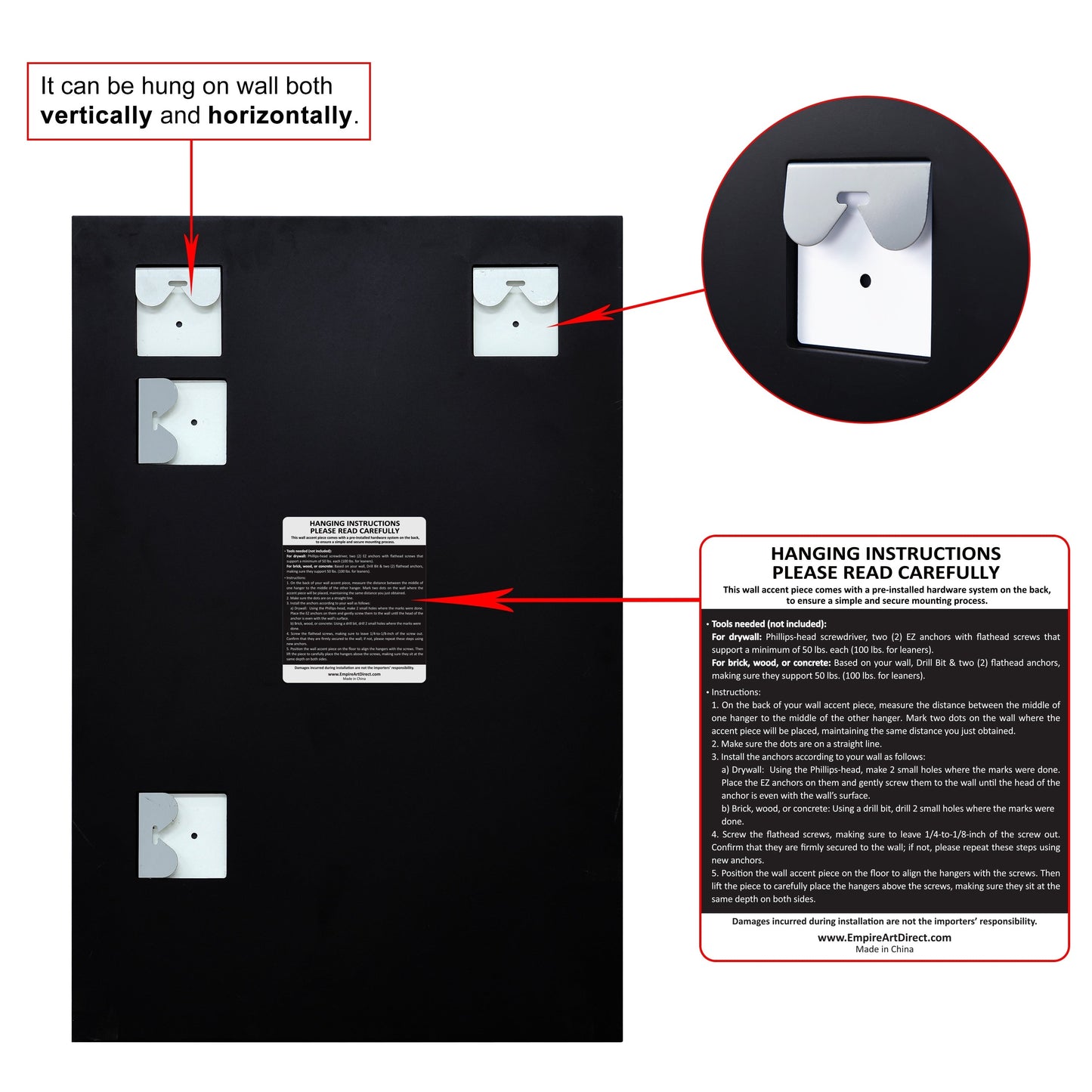 Miroir mural biseauté sans cadre à prisme - Carré/Rectangulaire - Transparent