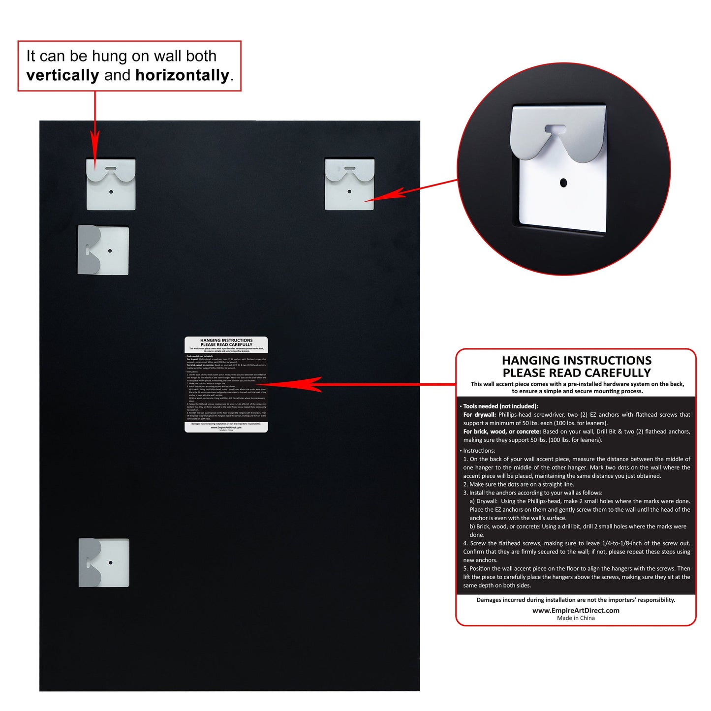 Miroir mural biseauté sans cadre à prisme - Carré/Rectangulaire - Transparent