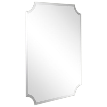 Miroir mural biseauté festonné rectangulaire sans cadre, pour salle de bain, coiffeuse et chambre à coucher, 1 bord biseauté - Transparent