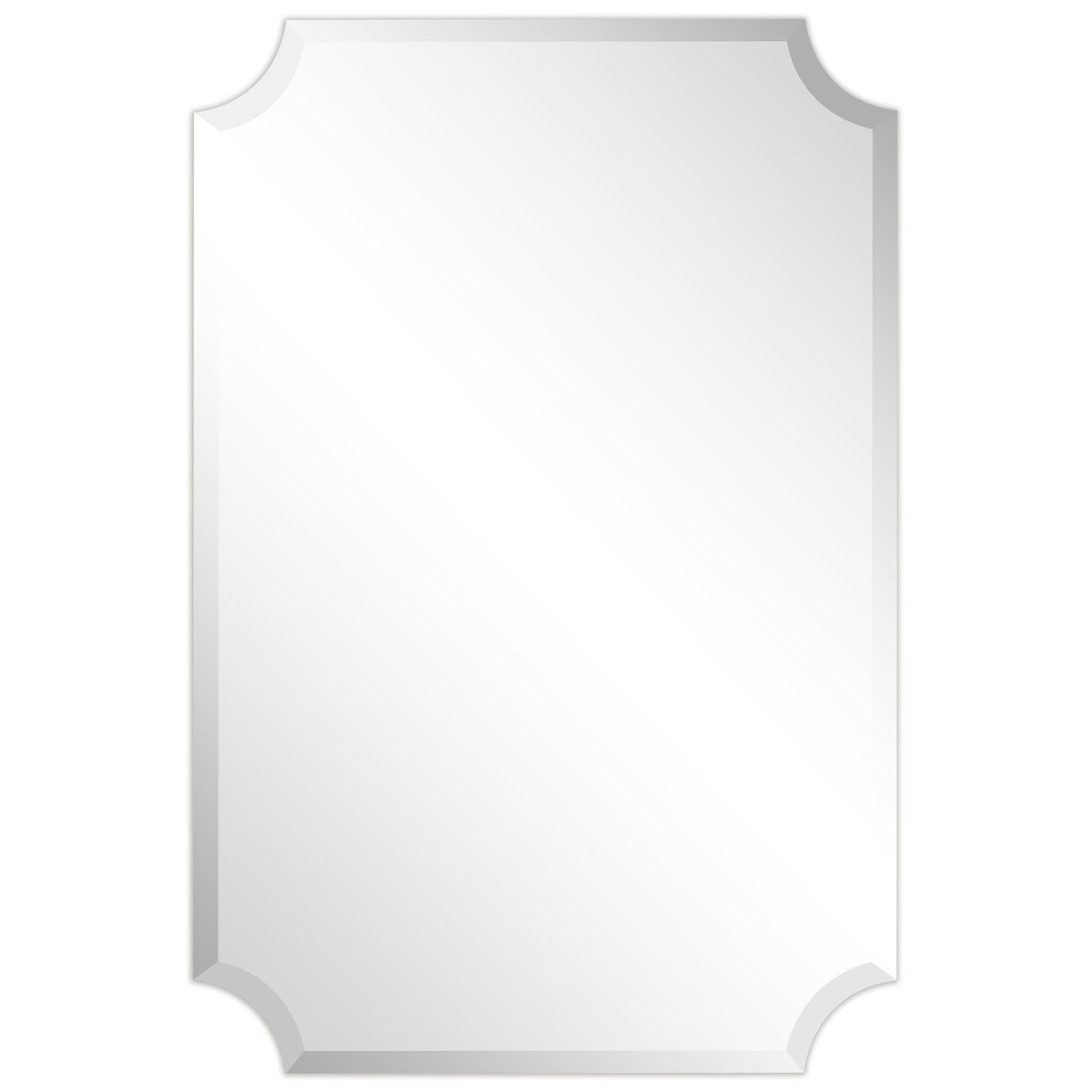 Miroir mural biseauté festonné rectangulaire sans cadre, pour salle de bain, coiffeuse et chambre à coucher, 1 bord biseauté - Transparent