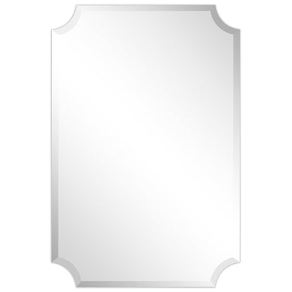 Miroir mural biseauté festonné rectangulaire sans cadre, pour salle de bain, coiffeuse et chambre à coucher, 1 bord biseauté - Transparent
