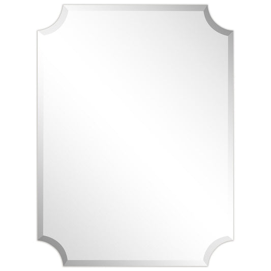 Miroir mural biseauté festonné rectangulaire sans cadre, pour salle de bain, coiffeuse et chambre à coucher, 1 bord biseauté - Transparent