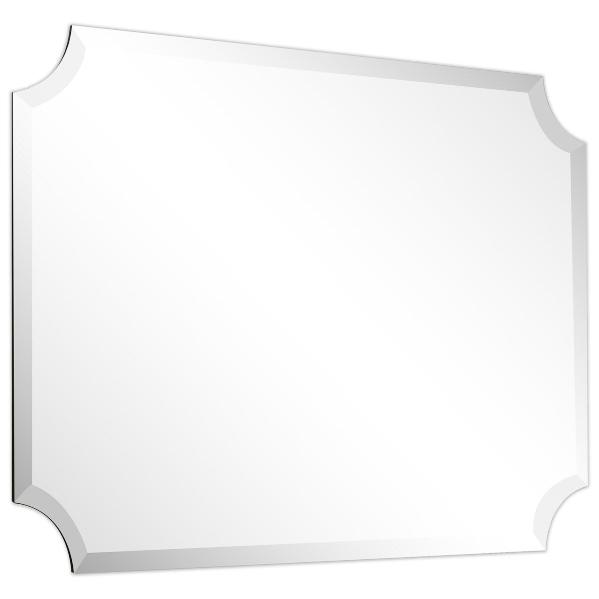 Miroir mural biseauté festonné rectangulaire sans cadre, pour salle de bain, coiffeuse et chambre à coucher, 1 bord biseauté - Transparent