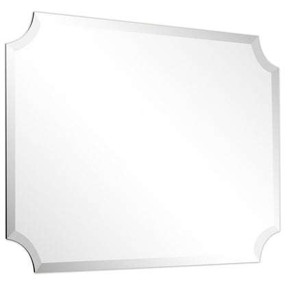 Miroir mural biseauté festonné rectangulaire sans cadre, pour salle de bain, coiffeuse et chambre à coucher, 1 bord biseauté - Transparent