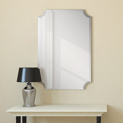 Miroir mural biseauté festonné rectangulaire sans cadre, pour salle de bain, coiffeuse et chambre à coucher, 1 bord biseauté - Transparent