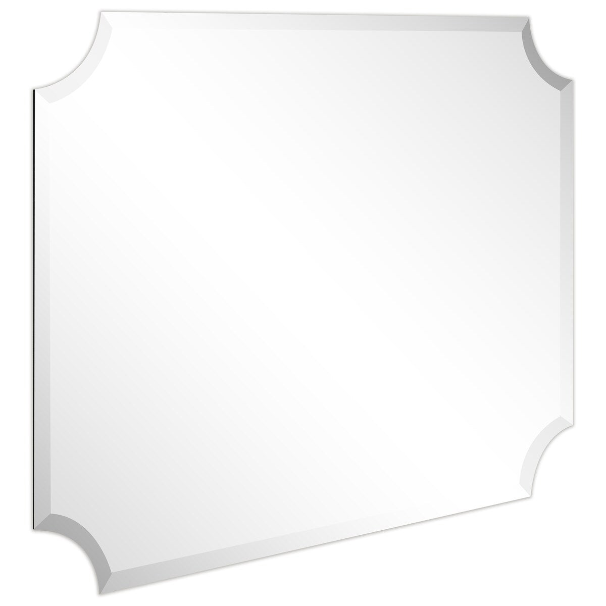 Miroir mural biseauté festonné rectangulaire sans cadre, pour salle de bain, coiffeuse et chambre à coucher, 1 bord biseauté - Transparent