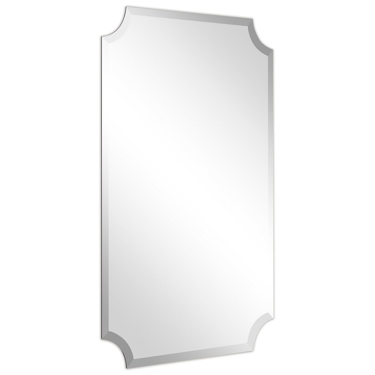 Miroir mural biseauté festonné rectangulaire sans cadre, pour salle de bain, coiffeuse et chambre à coucher, 1 bord biseauté - Transparent