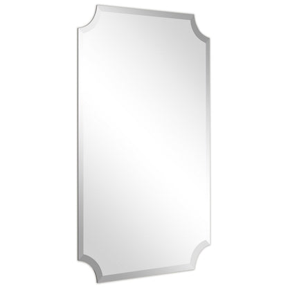 Miroir mural biseauté festonné rectangulaire sans cadre, pour salle de bain, coiffeuse et chambre à coucher, 1 bord biseauté - Transparent