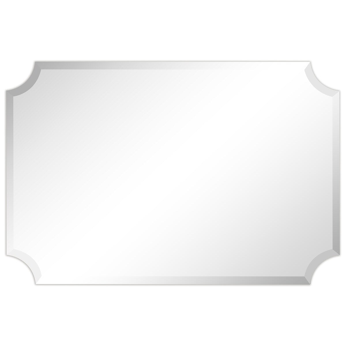 Miroir mural biseauté festonné rectangulaire sans cadre, pour salle de bain, coiffeuse et chambre à coucher, 1 bord biseauté - Transparent