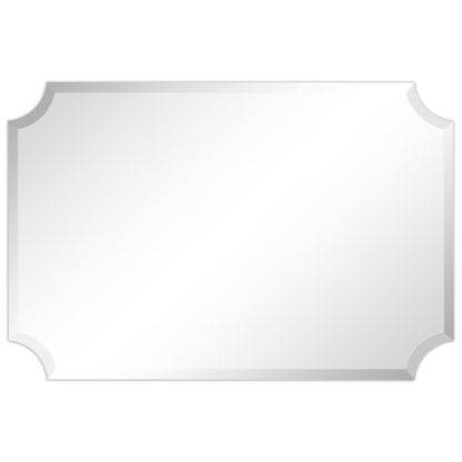 Miroir mural biseauté festonné rectangulaire sans cadre, pour salle de bain, coiffeuse et chambre à coucher, 1 bord biseauté - Transparent