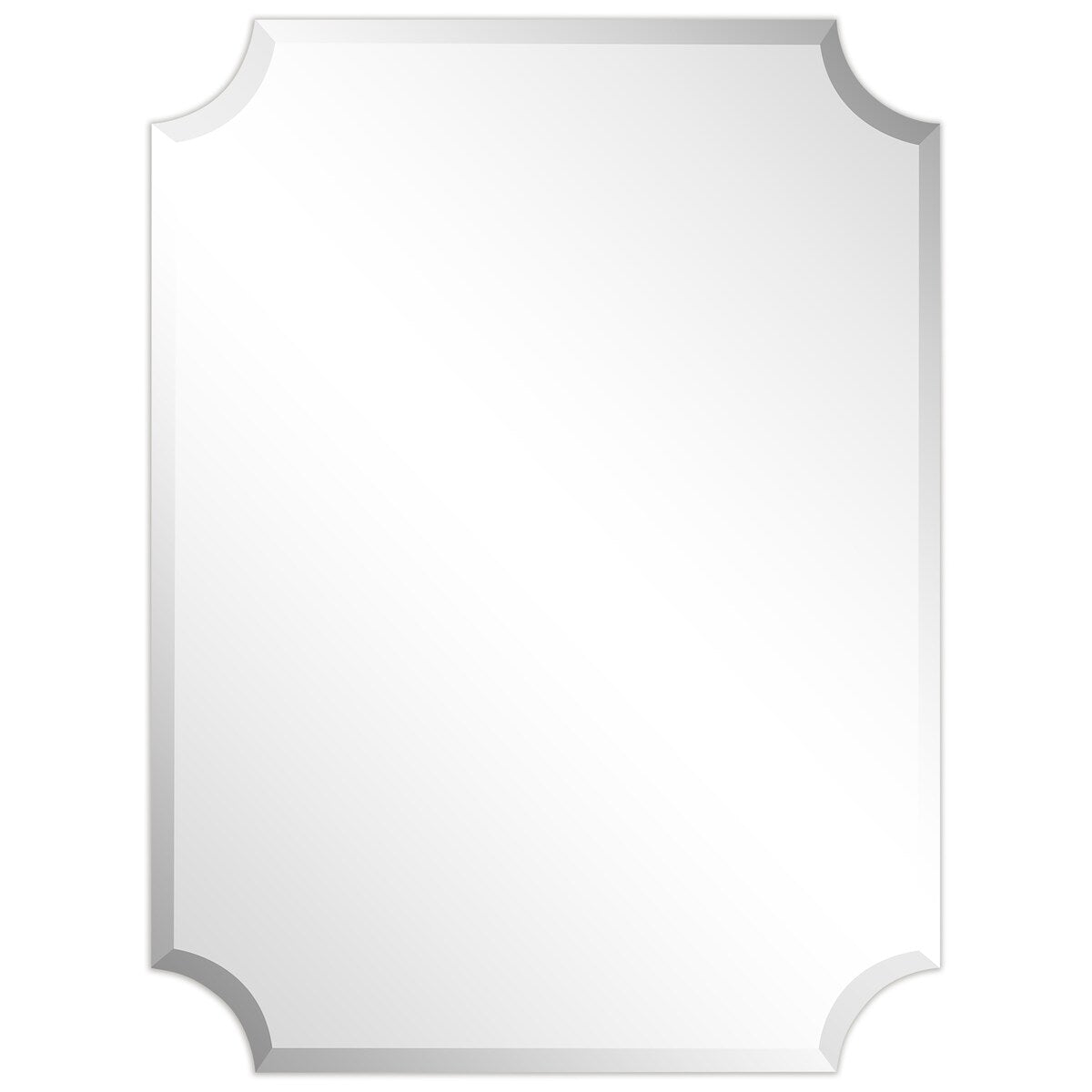Miroir mural biseauté festonné rectangulaire sans cadre, pour salle de bain, coiffeuse et chambre à coucher, 1 bord biseauté - Transparent