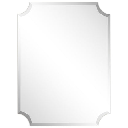 Miroir mural biseauté festonné rectangulaire sans cadre, pour salle de bain, coiffeuse et chambre à coucher, 1 bord biseauté - Transparent