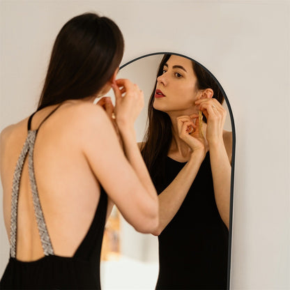 Miroir pleine longueur avec support, miroir de sol avec cadre en alliage d'aluminium pour chambre à coucher, miroir mural sur pied pour vestiaire