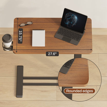 FunniHomi 28/32 Table de lit mobile à hauteur réglable avec roulettes, blanc/noir, pour ordinateur portable, pour lit et canapé