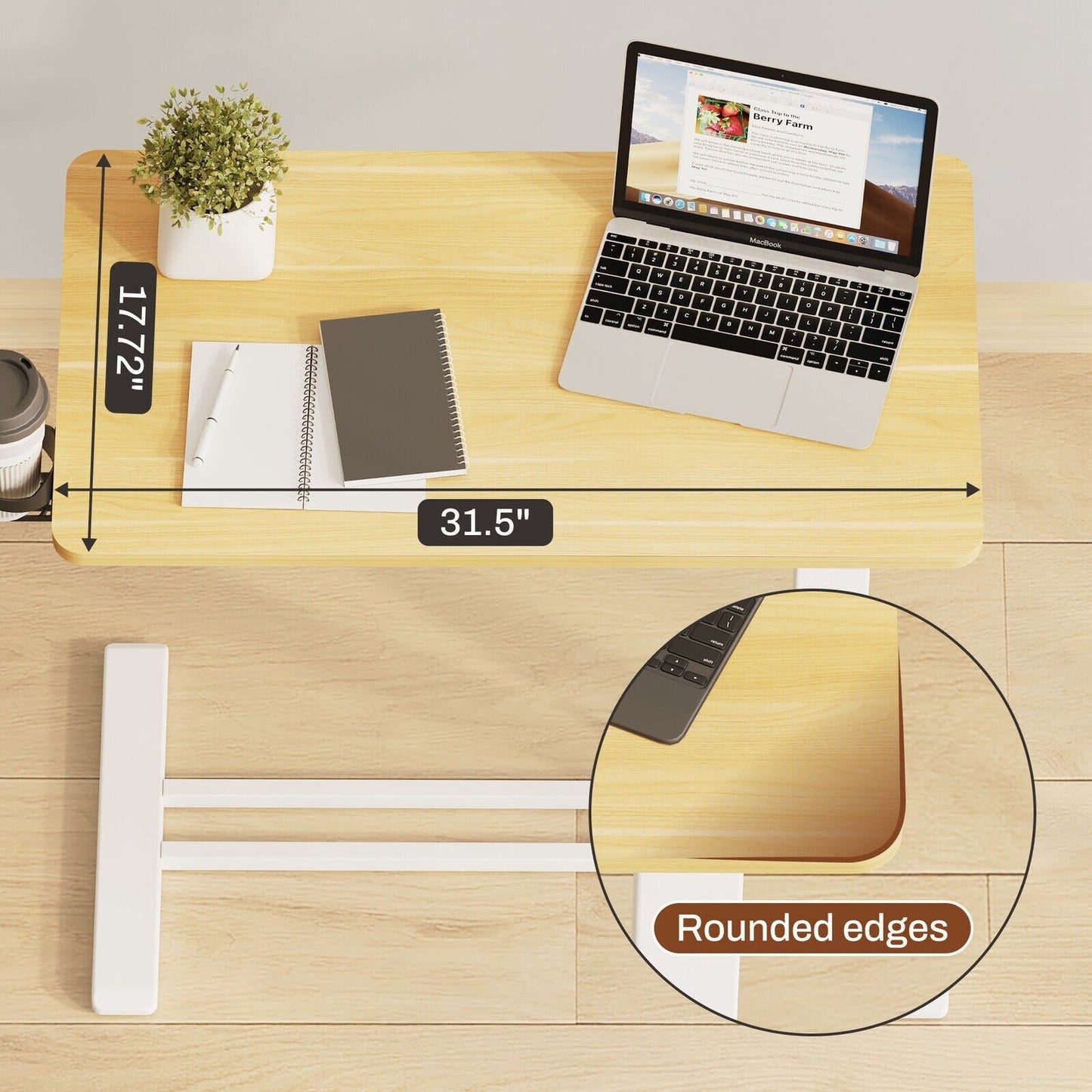 FunniHomi 28/32 Table de lit mobile à hauteur réglable avec roulettes, blanc/noir, pour ordinateur portable, pour lit et canapé