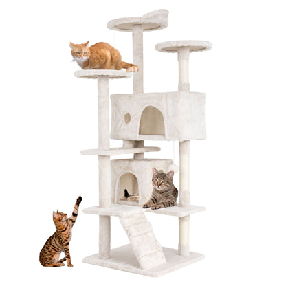 Arbre à chat Furniture of America à plusieurs niveaux avec échelle, plateformes et niches