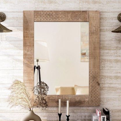 Miroir mural rustique en bois massif naturel Carina de Furniture of America