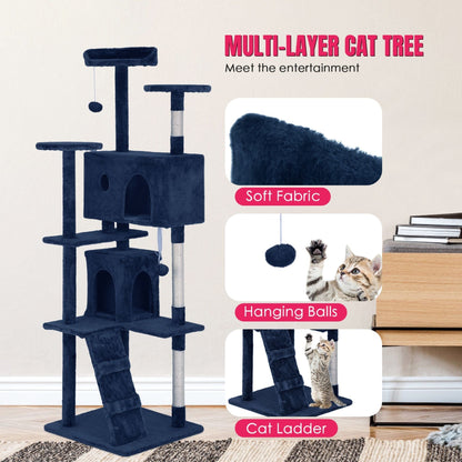Arbre à chat Furniture of America à plusieurs niveaux avec échelle, plateformes et niches