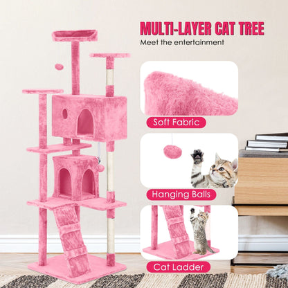 Arbre à chat Furniture of America à plusieurs niveaux avec échelle, plateformes et niches