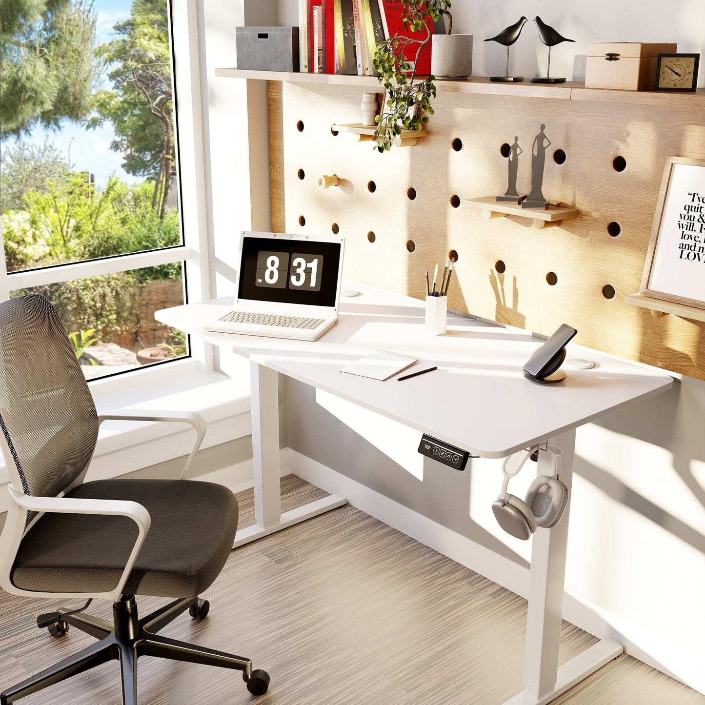 Bureau debout électrique réglable en hauteur Futzca avec panneau d'épissure