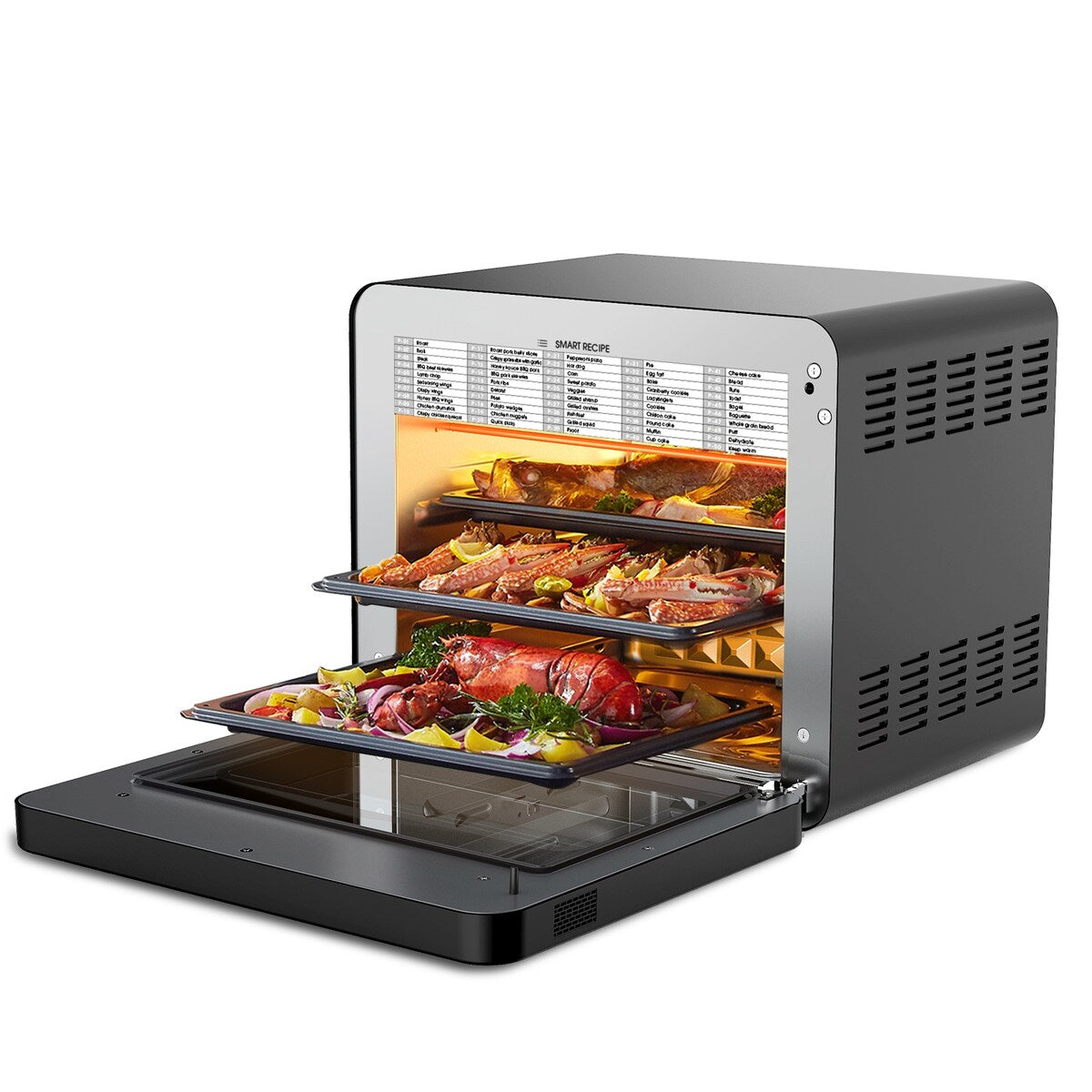 Friteuse à air et four à pain combiné Geek Chef 26 QT, 50 préréglages de cuisson, acier inoxydable noir