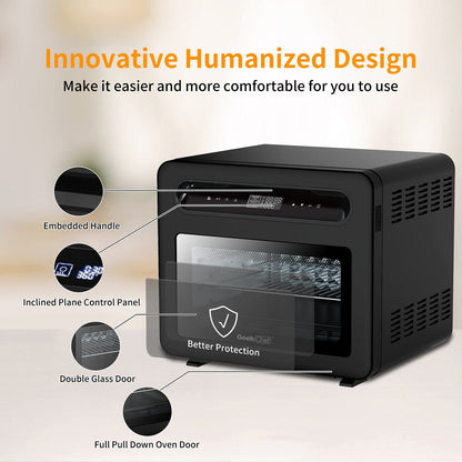 Friteuse à air et four à pain combiné Geek Chef 26 QT, 50 préréglages de cuisson, acier inoxydable noir