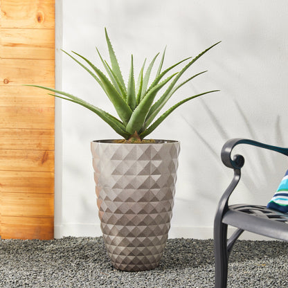 Glitzhome 19,75 H Pot de fleurs haut surdimensionné écologique en fausse céramique à texture diamant (lot de 2)