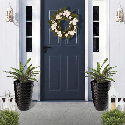 Glitzhome 19,75 H Pot de fleurs haut surdimensionné écologique en fausse céramique à texture diamant (lot de 2)