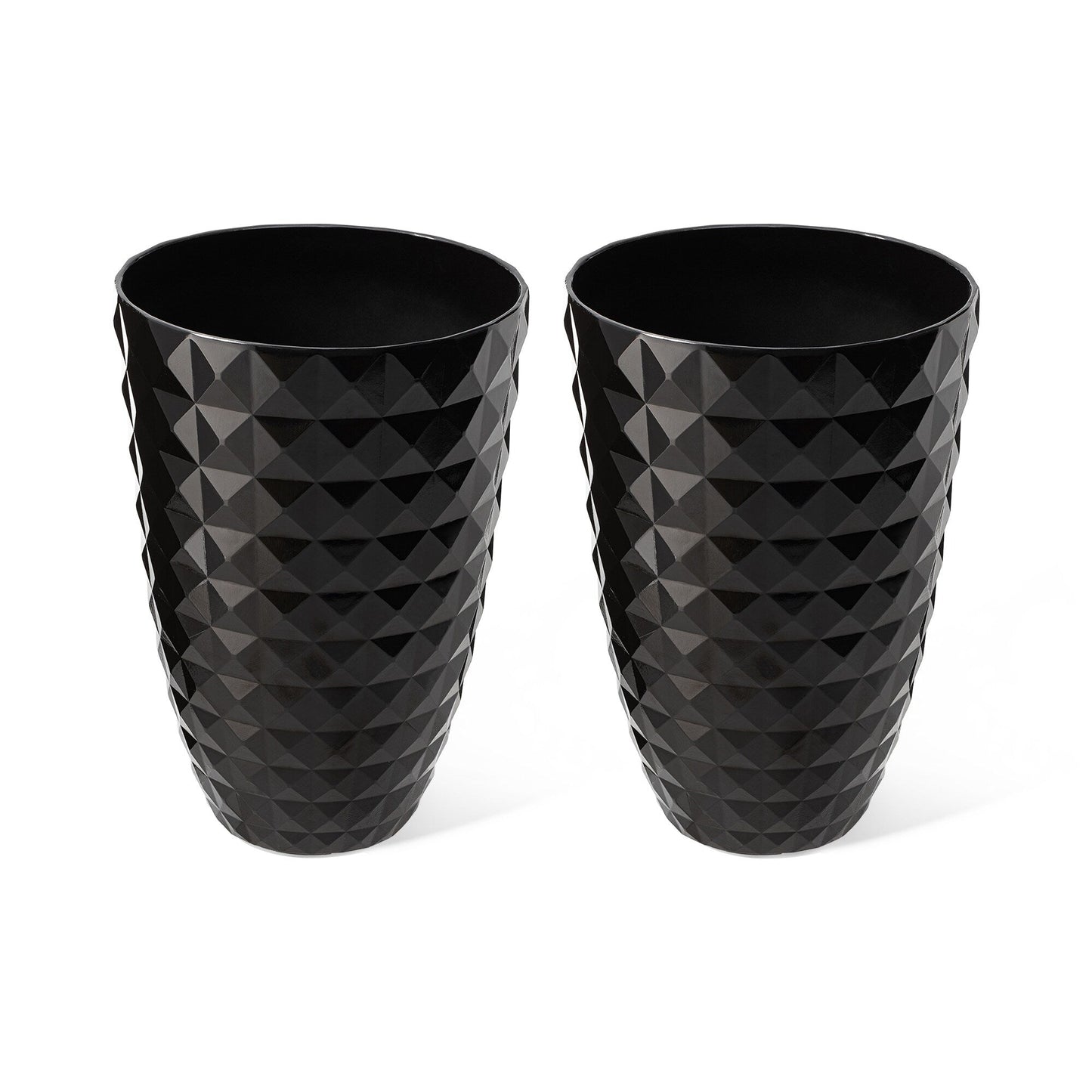 Glitzhome 19,75 H Pot de fleurs haut surdimensionné écologique en fausse céramique à texture diamant (lot de 2)