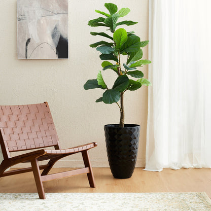 Glitzhome 19,75 H Pot de fleurs haut surdimensionné écologique en fausse céramique à texture diamant (lot de 2)