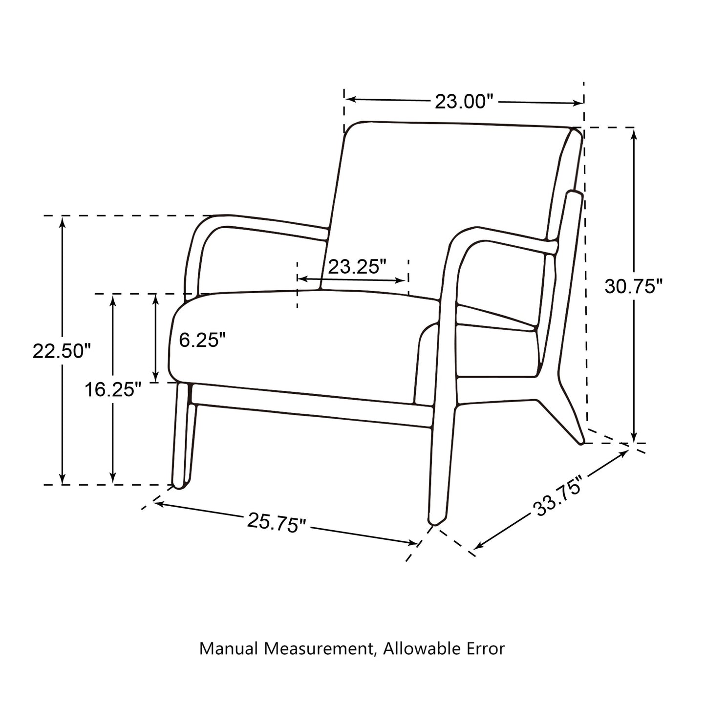 Fauteuil d'appoint moderne en cuir PU Glitzhome 30,75 h avec coussin, style milieu de siècle – 25,75 l x 33,75 p x 30,75 h