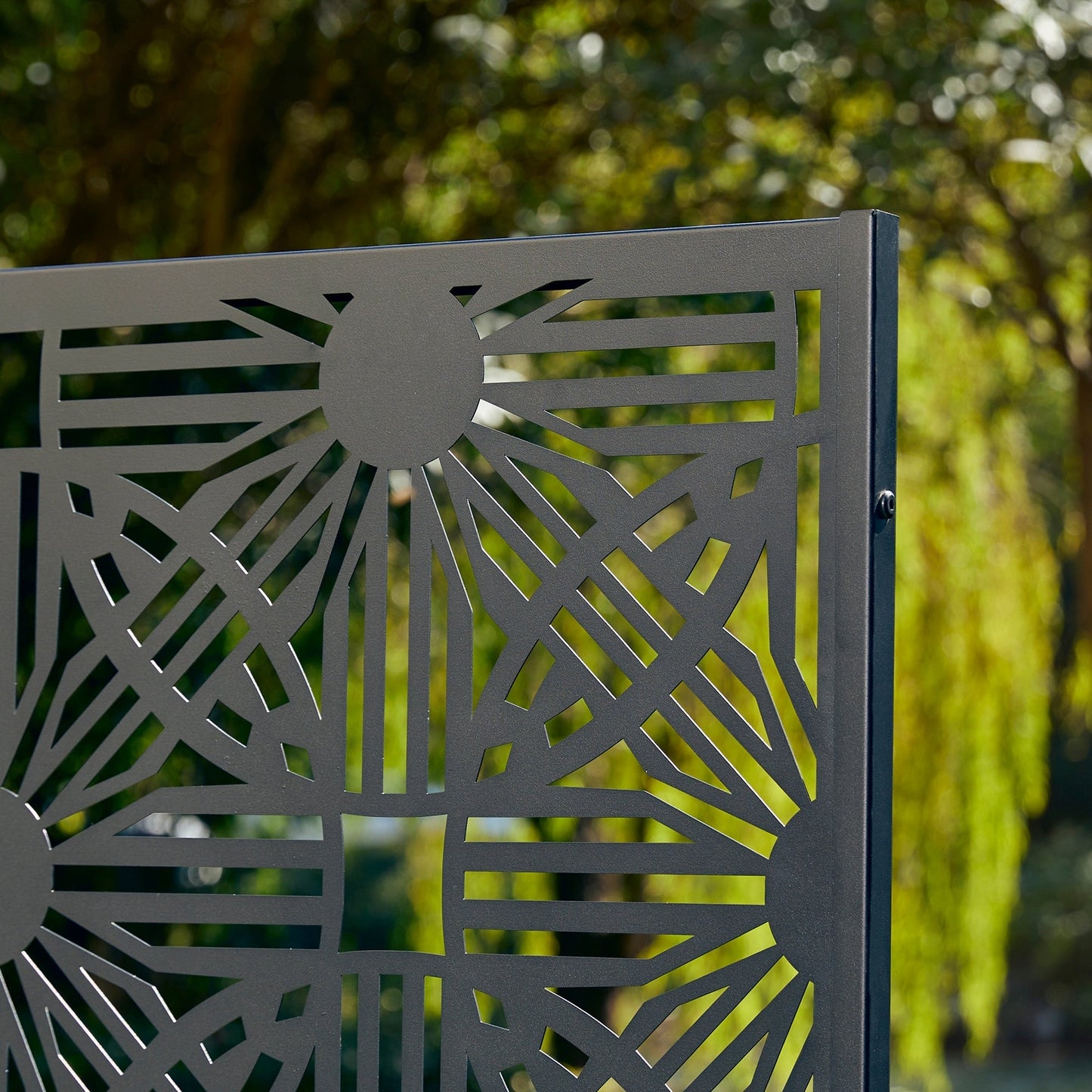 Paravent de confidentialité à 3 panneaux galvanisé à motifs floraux de 1,8 m de Glitzhome