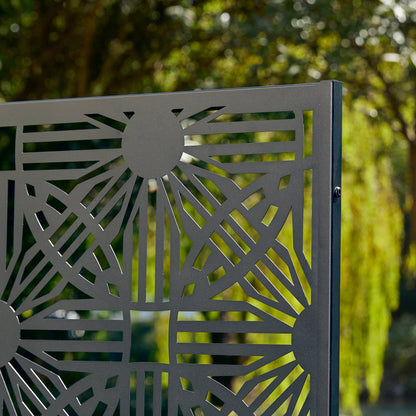 Paravent de confidentialité à 3 panneaux galvanisé à motifs floraux de 1,8 m de Glitzhome