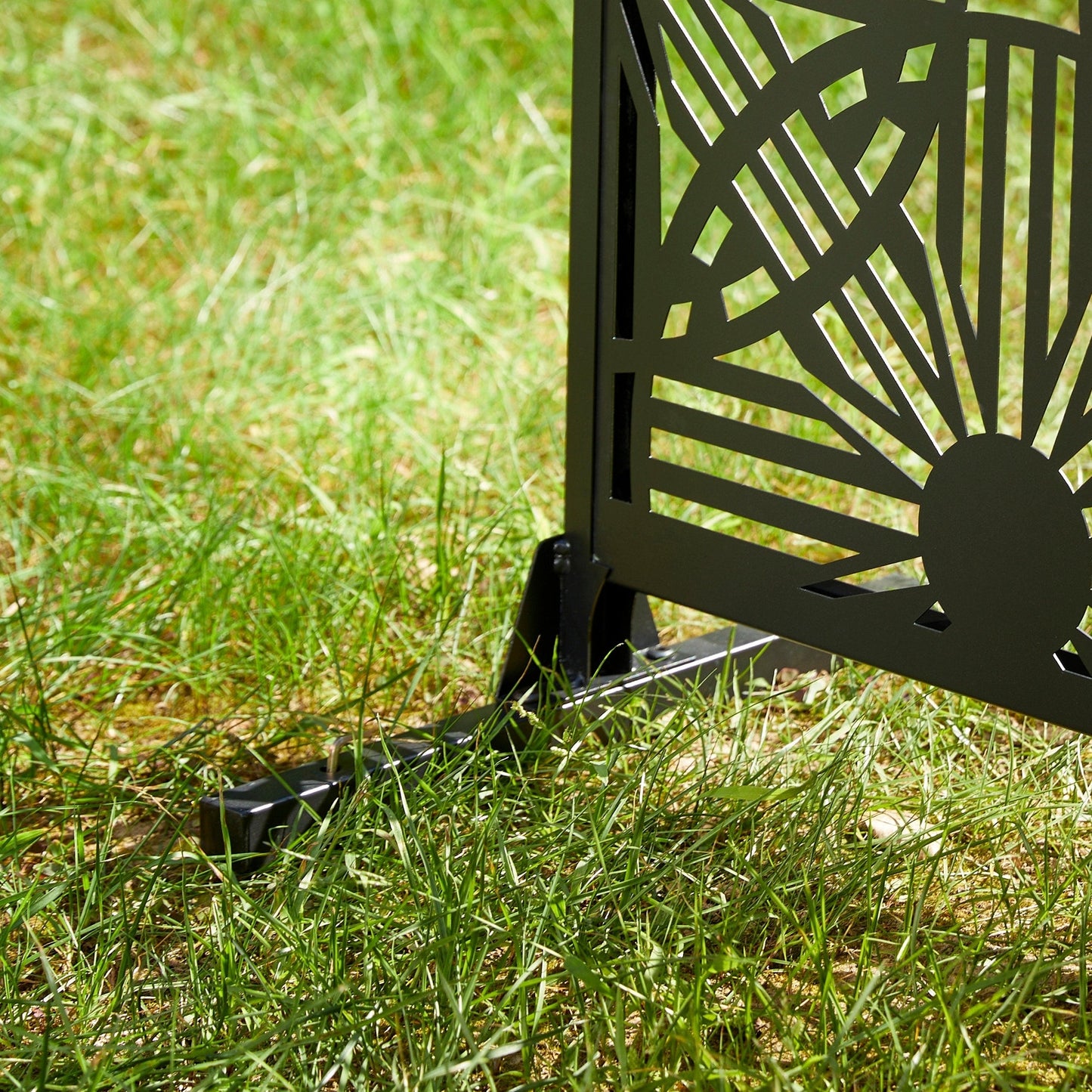 Paravent de confidentialité à 3 panneaux galvanisé à motifs floraux de 1,8 m de Glitzhome