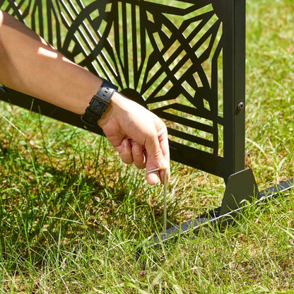 Paravent de confidentialité à 3 panneaux galvanisé à motifs floraux de 1,8 m de Glitzhome